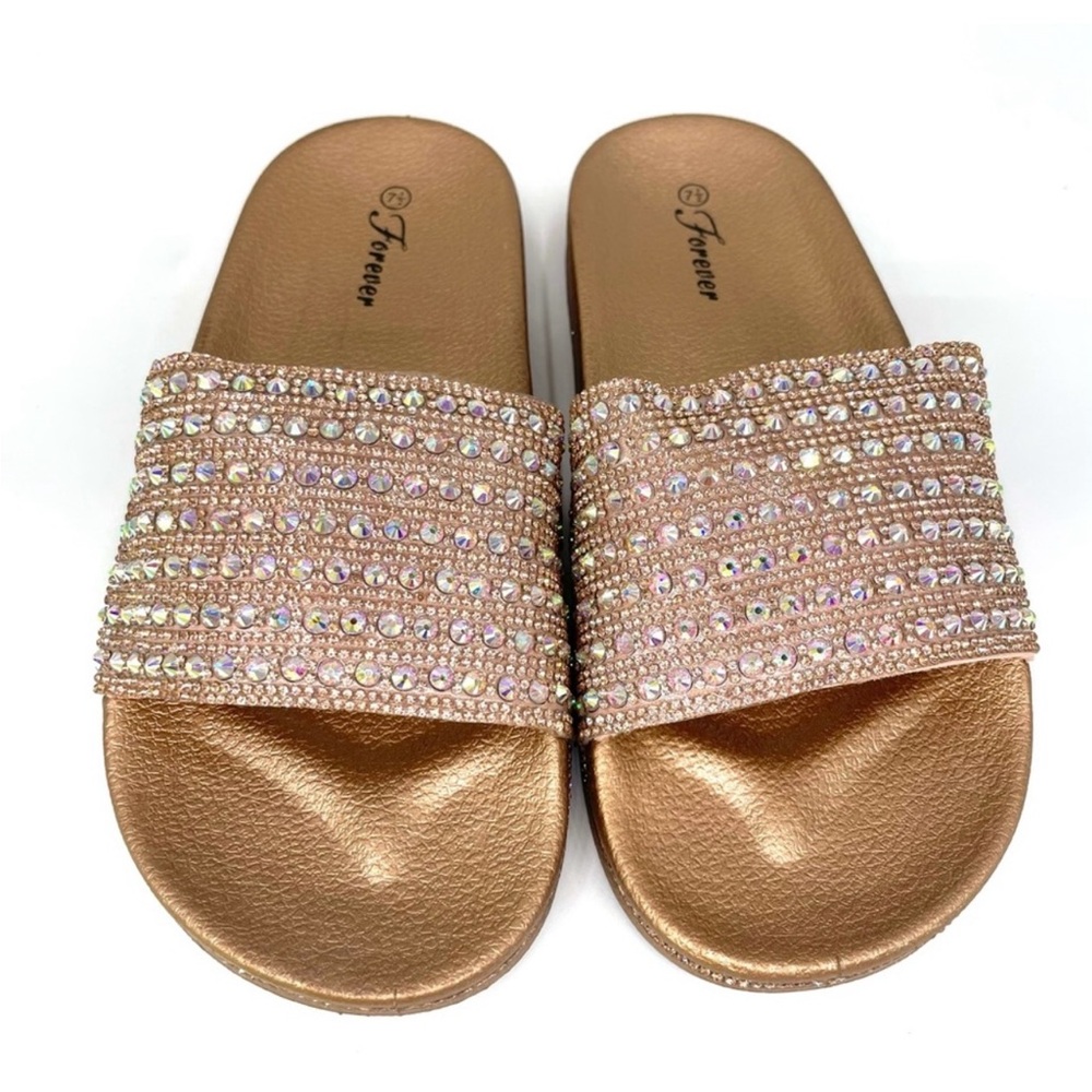 Rhinestone Glitter Slide Slip On Flatform Sandal NIB